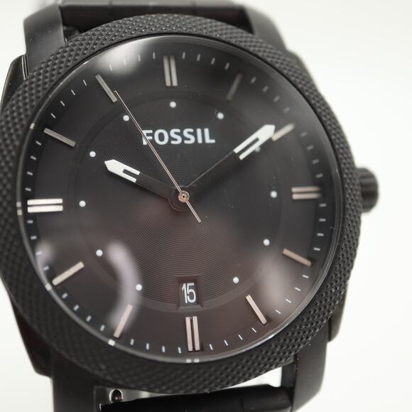 Fossil Machine Men's 42mm Date Watch FS5393 Black Stainless Steel w New Battery - Picture 6 of 11